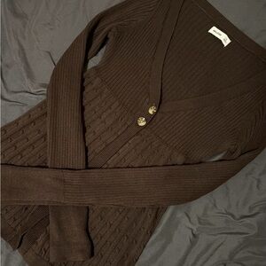 Hollister Dark Brown Ribbed Cardigan